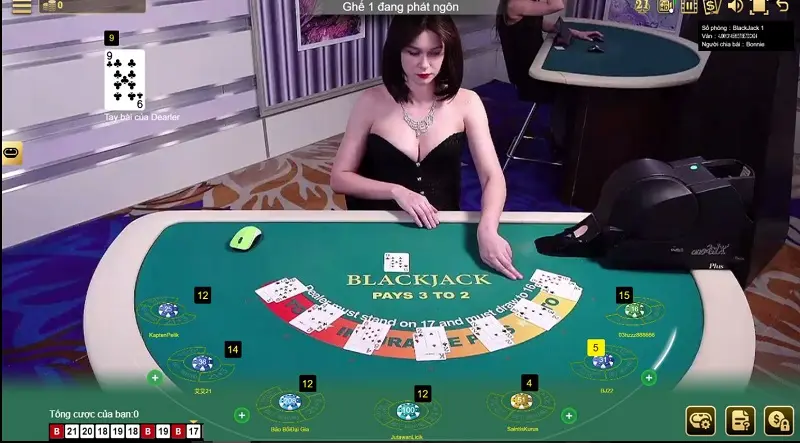 Bàn chơi Blackjack game đánh bài ăn tiền
